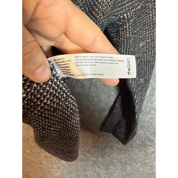 Eileen Fisher Womens Charcoal Knit Oversized V-Neck Pullover Hoodie - Medium - Picture 5 of 5